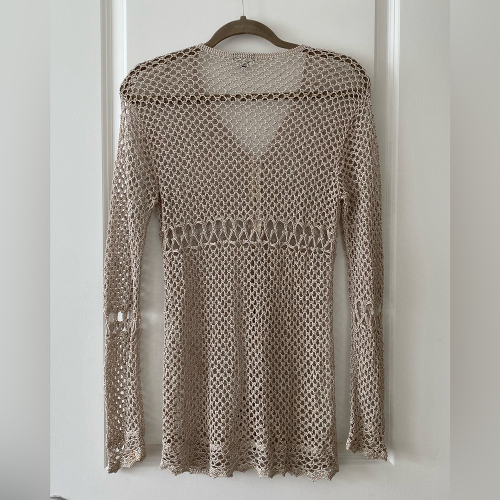 Mango night Crocheted sweater Sz L Taupe - Picture 2 of 6